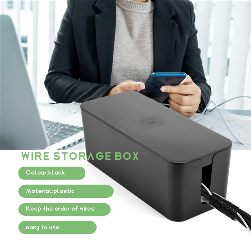 Cable Management Box, Wire Storage Box, Used to Hide the Power Strip, Suitable for Home/Office (Black). 