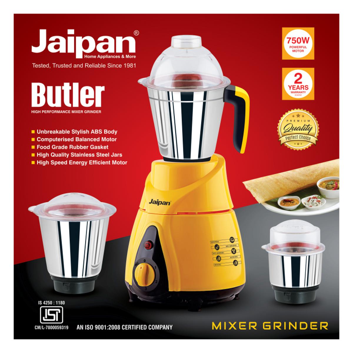 Jaipan Multipurpose  3 in 1 Blender and Mixer Grinder Buttler-750w
