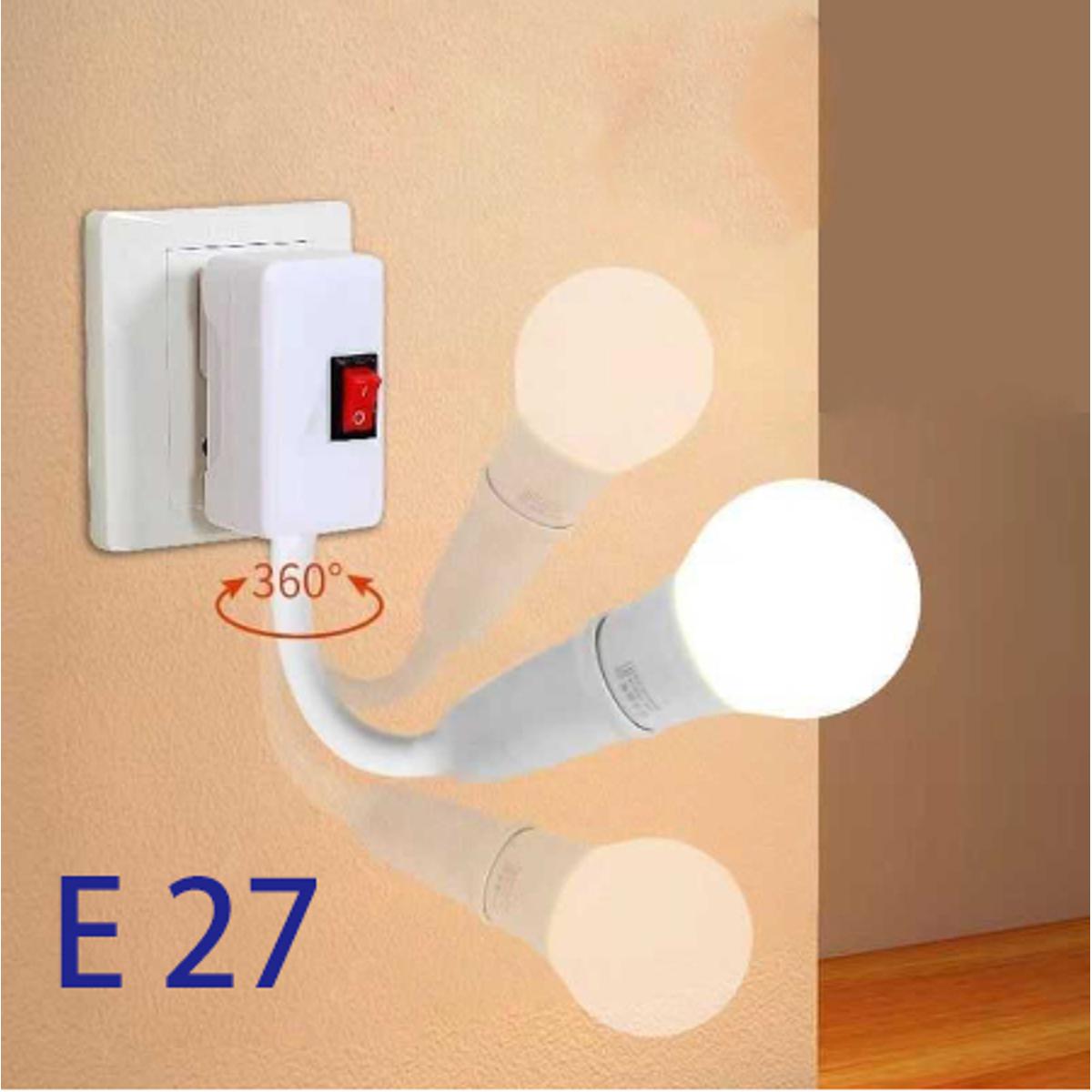 E27 Bulb Socket Lamp Base Holder Led Light Flexible Bend Adjustable Rotating Lamp Holder Light Bulb Adapter Plug Switch 1Pcs