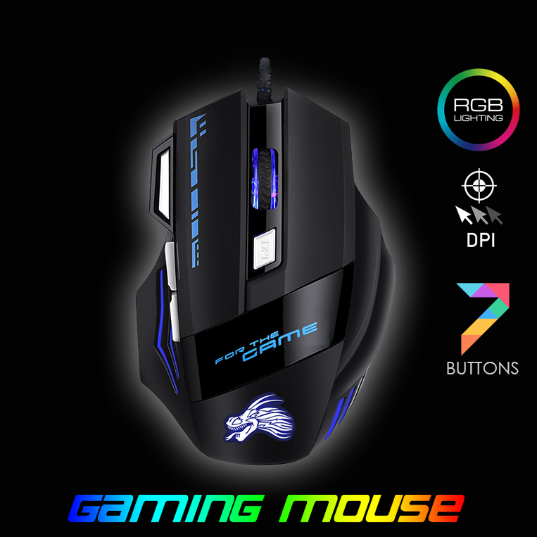 Gaming Mouse X1 Rgb Lighting 7 Buttons Dpi Mouse Rgb Mouse Rgb Gaming Mouse Dragon Logo Wired Mouse - Enhanced Gaming Experience With Rgb Lighting. 