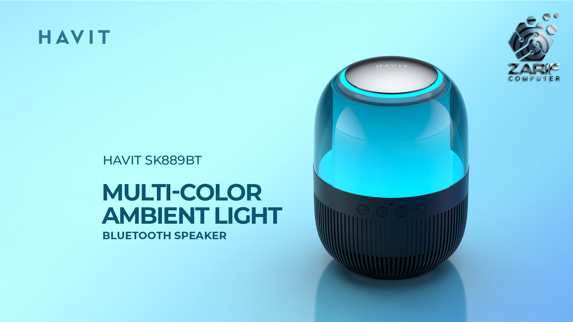 Havit SK889BT Multi-color Ambient Light Bluetooth Speaker. 
