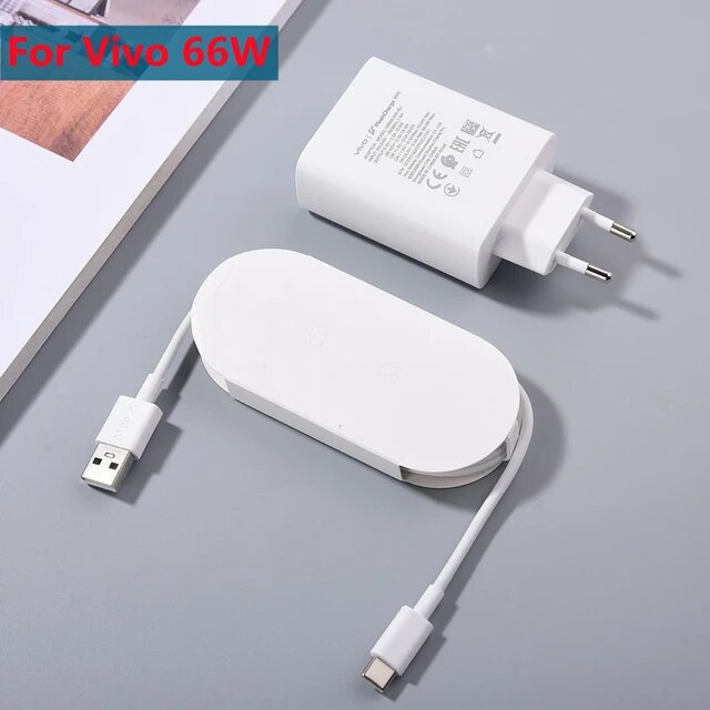 IQOO VIVO 66W Charger Flash Charge Power Wall Adapter Type C Cable For vivo X70 X60 X50 X30 V27 Pro S12 S15 S16 e IQOO Neo 5. 
