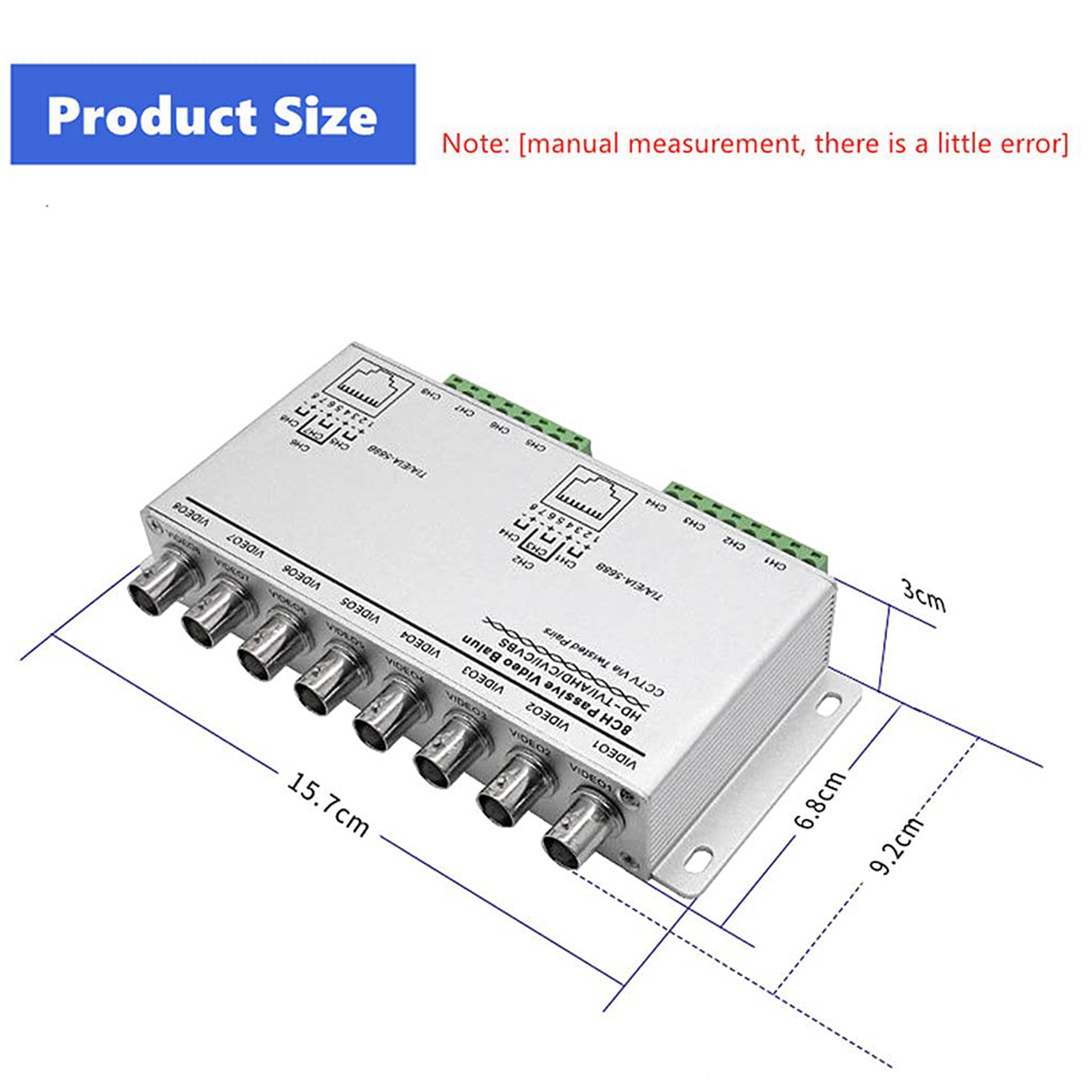 8-CH UTP 720P/1080P HD Passive Video Balun Transceiver,BNC to Cat5/5E. 