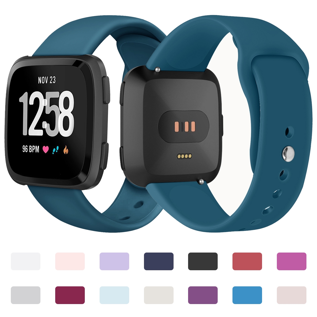 For Fitbit Versa 2 / Fitbit Versa / Fitbit Versa Lite Solid Color Silicone Watch Band, Size:L(White). 