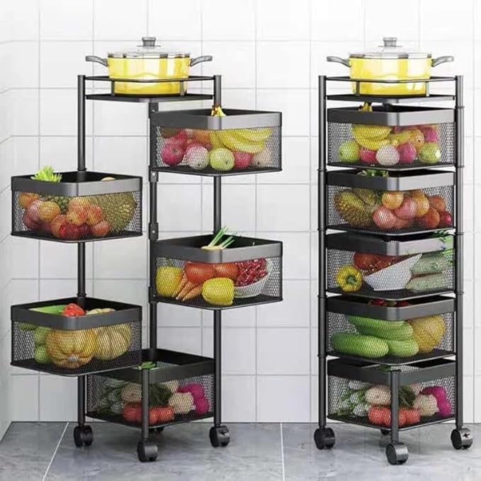KITCHEN VEGETABLE RACK 5 LAYER SQURE SHAPE FRUIT RACK MULTI LAYER KITCHEN RACK. 