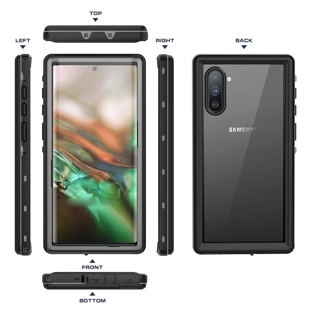 ShellBox IP68 Waterproof Case For Samsung Galaxy Note 10 Note 10+ Shockproof Heavy Duty Underwater Photography Diving Cover Case. 