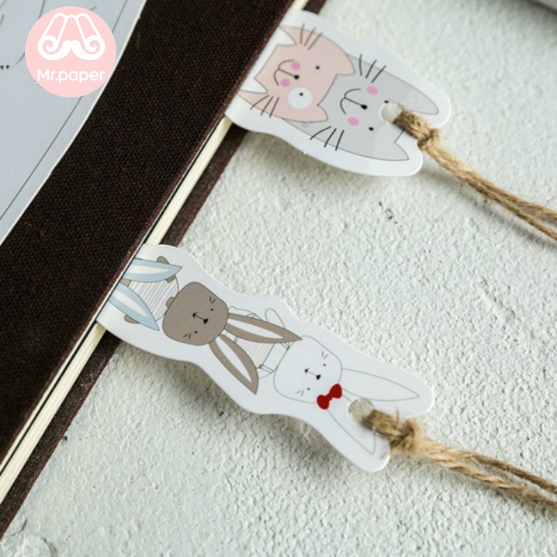 【VisioN Shop】Mr Paper 30pcs/box Animal Rabbit Kitty Polar Bear Irregular for Novelty Book Reading Page Paper Bookmarks. 