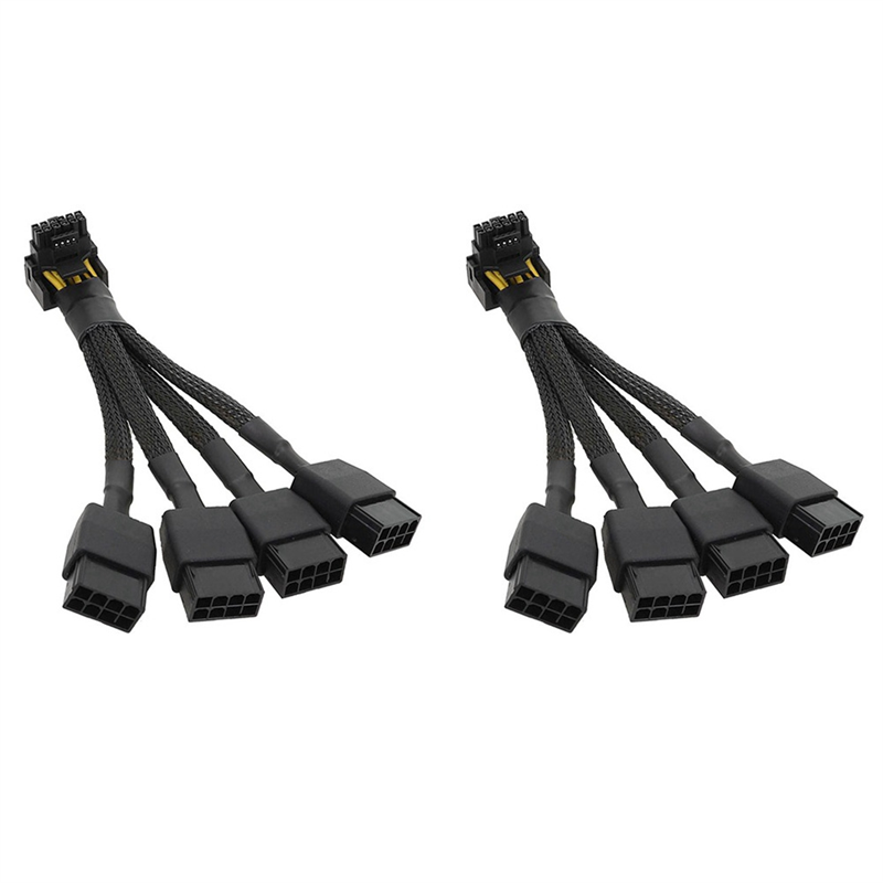 2PCS 4X8 Pin PCI-E to 16 Pin Graphics Card Power Cable Black Adapter Cable for GPU RTX4090 RTX4080