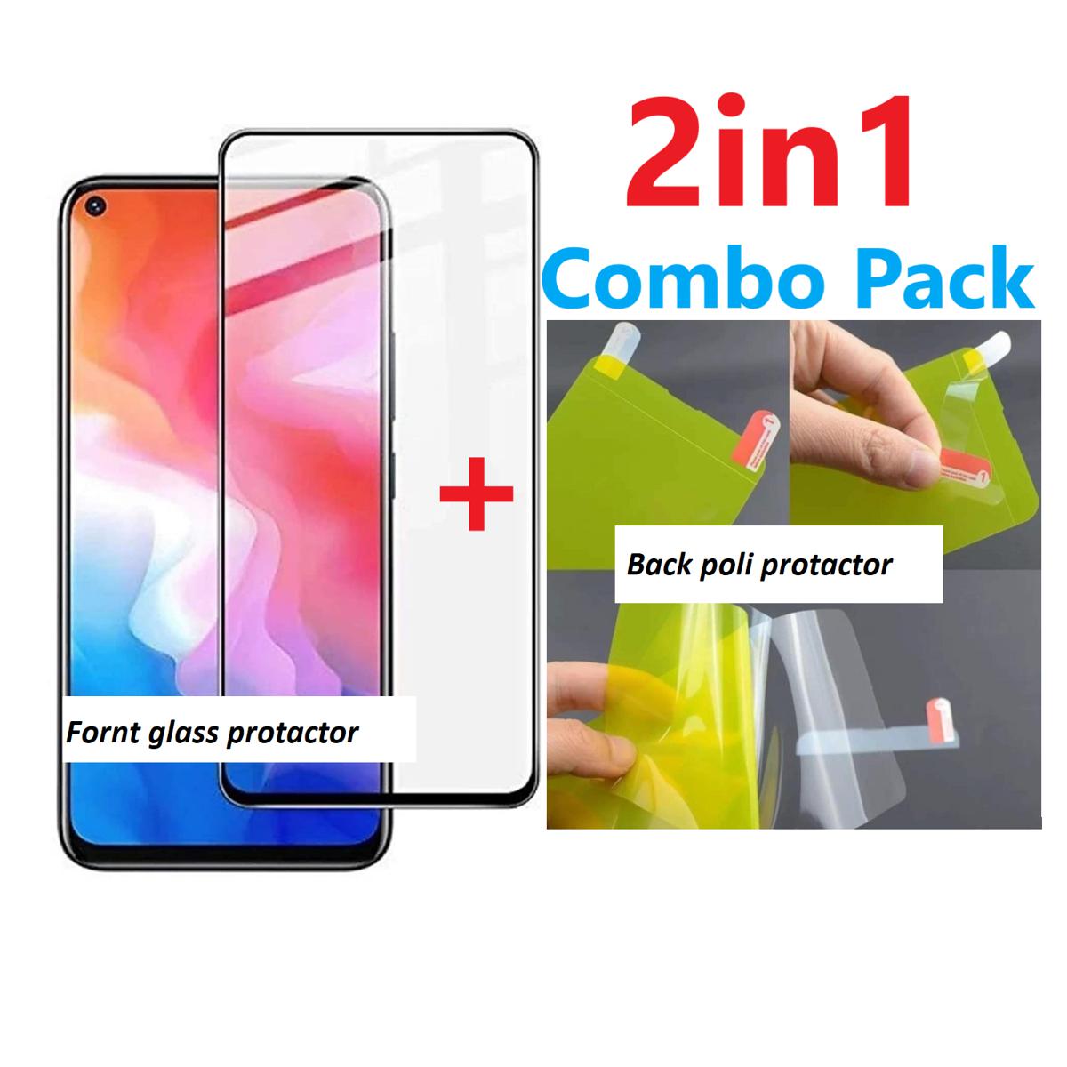 Oppo A5s-2in1 Protector Combo Pack(fornt Screen Protector Glass+Back Protector Poly)