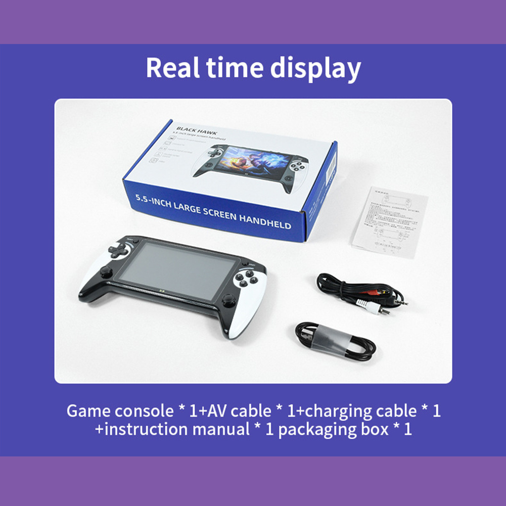 X9 Handheld Game Console With 5.5in Screen Portable Video Games 1500mAh Chargeable Battery Game Controller For Men Women. 