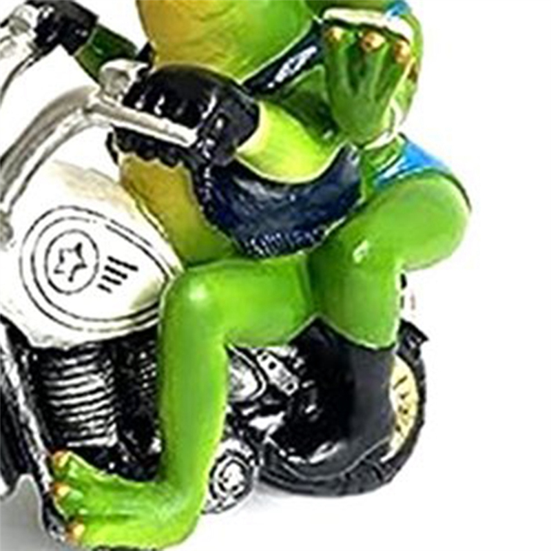 Frog Motorcycle Resin Frog Couple Green Frog Riding on Motorcycle Figurines Frog Figurine Decor Resin Frog Gifts Garden Frog Decor