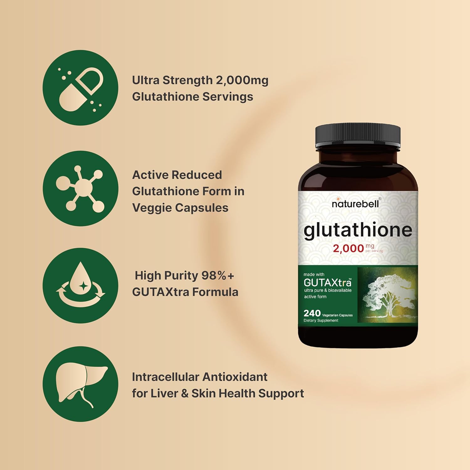 glutathione supplement in bangladesh Naturebell Glutathione 2000mg Dietary Supplement 240 Capsules