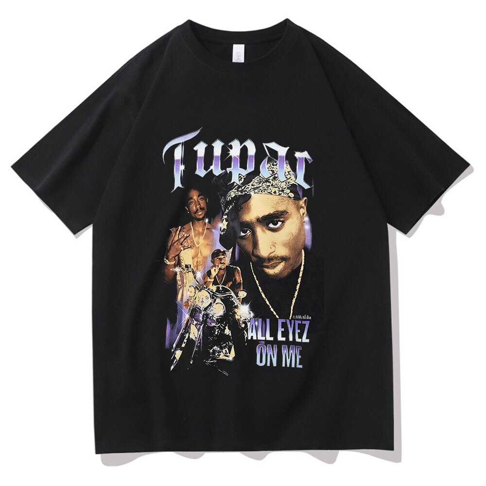 Awesome 2pac Rap Tshirt Harajuku Print Short Sleeve Tee Regular Mens Tops Quality Men Playboi Carti Oversized -Hop T Shirts. 