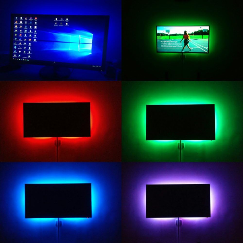 USB RGB LED Strip Light,5M 30leds/m Black PCB DC 5V 5050 RGB Color LED Light with 24Key Remote for TV Background Lighting,Ribbon Light,Rope Light,Kitchen Led Lighting Decor Tape LED Strip Lamp. 