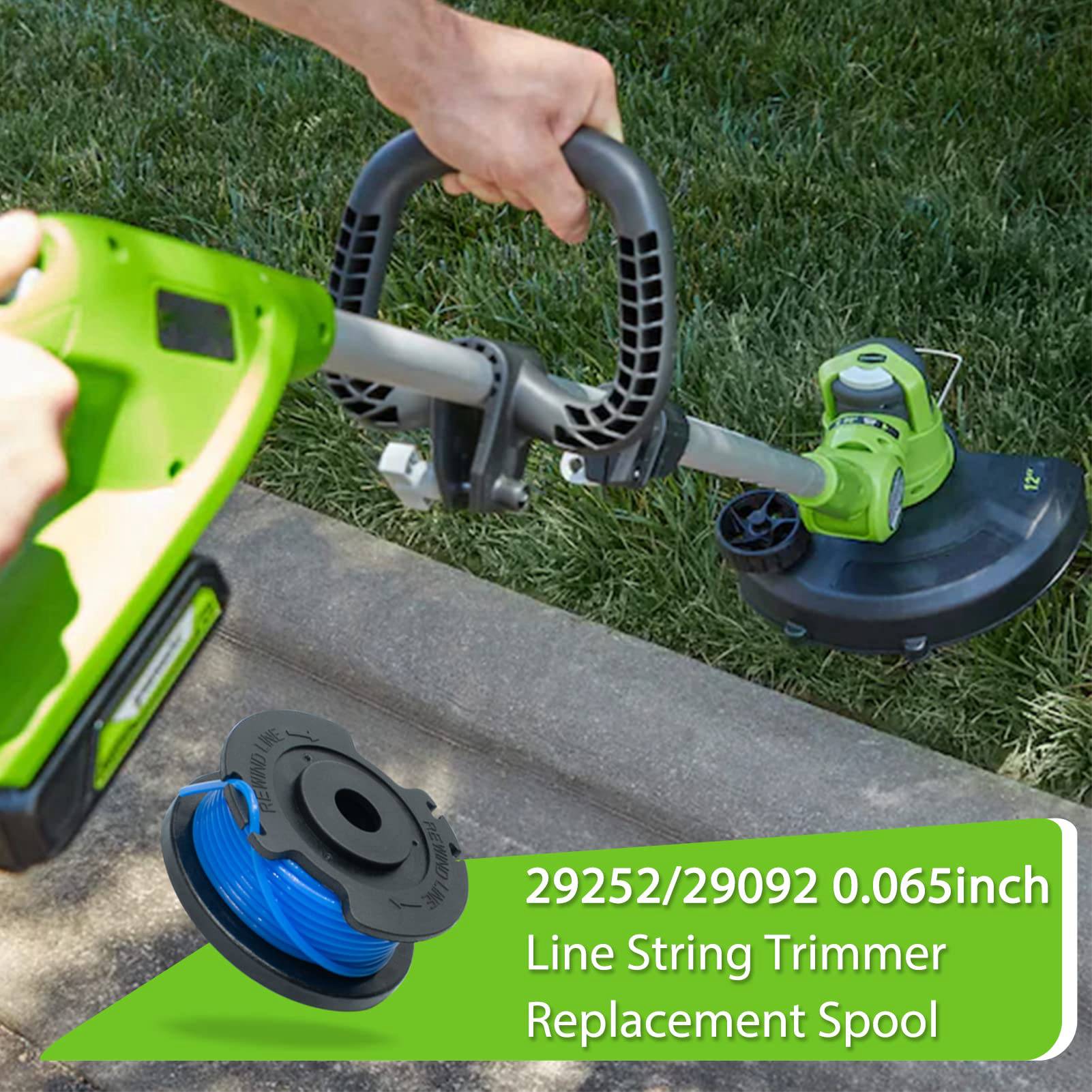 JAERBEE 29092 String Trimmer Replacement Spool 29252 for Greenworks 24V 40V 80V Weed Eater Cordless Trimmer (8 Spools, 1 Caps). 