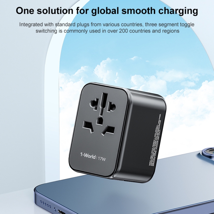 MOMAX UA12 1-World 17W Global Travel Fast Charger Power Adapter - 5