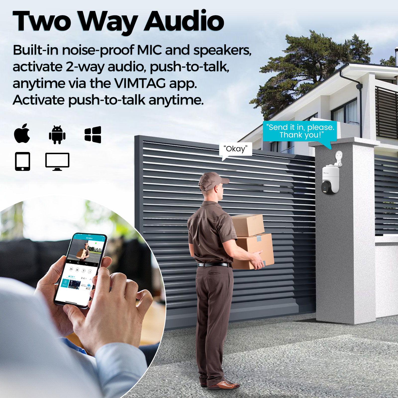 VIMTAG 3.5K Security Camera Outdoor CCTV WIFI Camera 360° PTZ Auto Track HD Color Night Vision 2-Way Talk IP Surveillance Camera. 