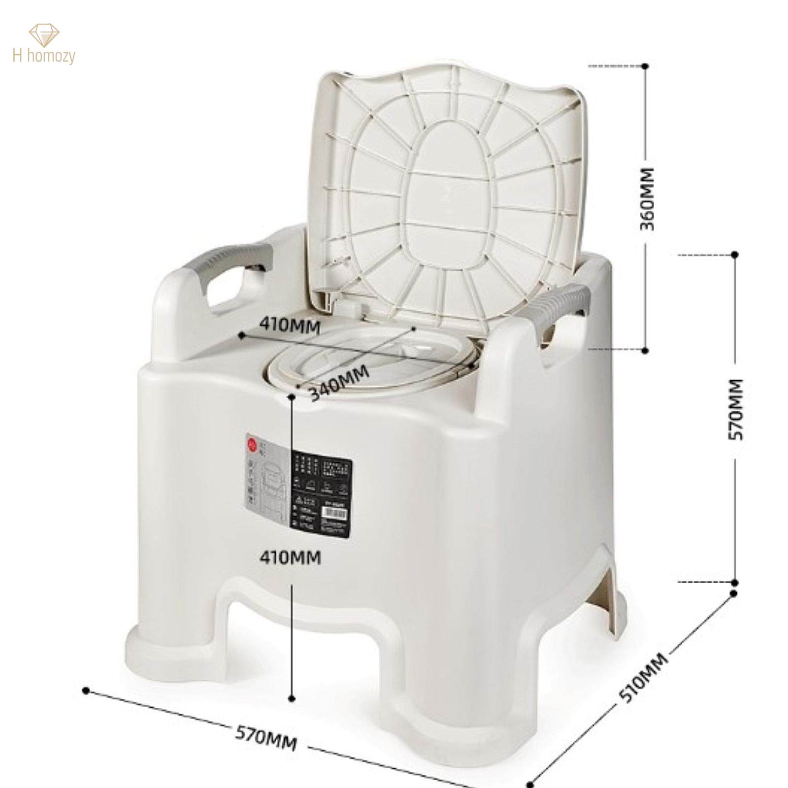 Toilet Chair Heavy Duty Easy to Clean Double Lid Bedside Commode Portable Potty for RV Camping Men. 