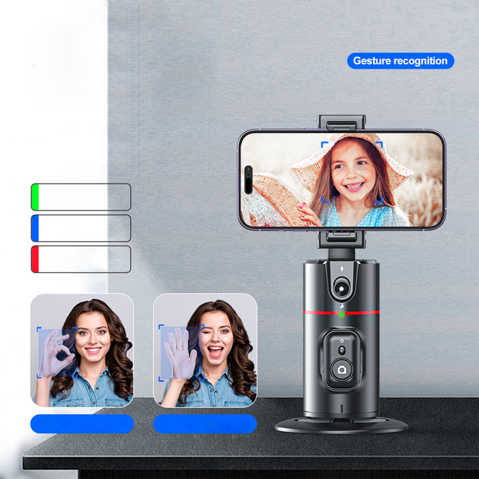 Auto Tracking Phone Holder 360 Degree Rotation AI Face Recognition Phone Stand Stabilizer Face Body Phone Shooting Mount For Live Vlogging Streaming Video. 