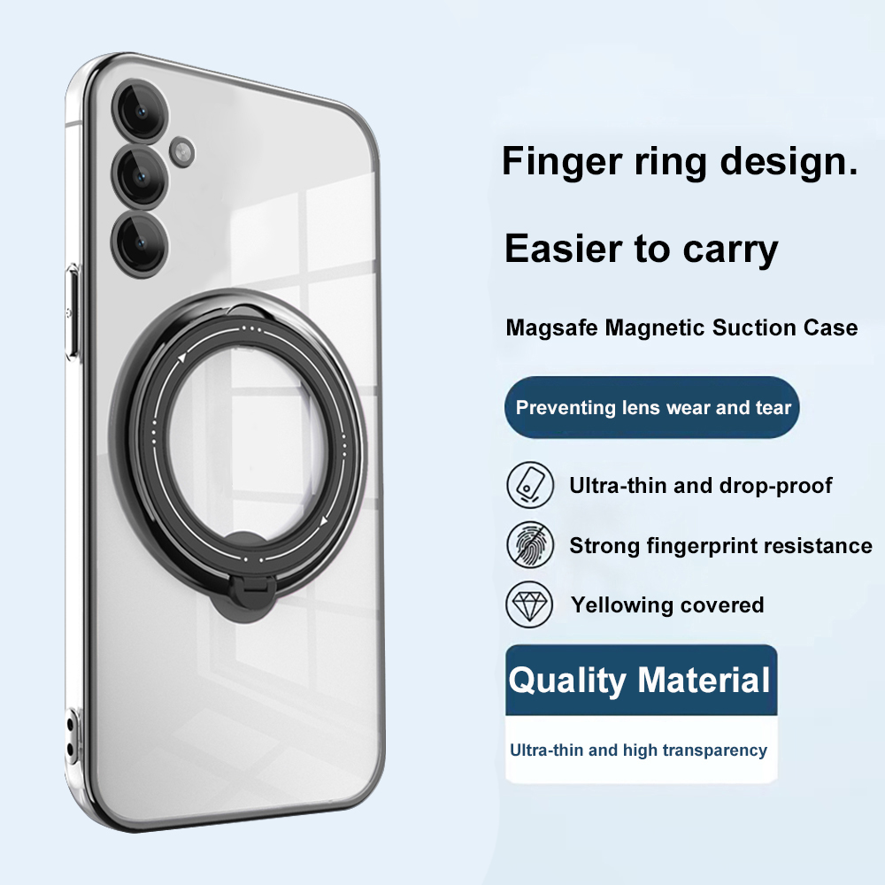 For Samsung Galaxy A34 5G Ring Stand Ultra Thin Drop Proof Case For SamsungA34 GalaxyA34 Plating Magsafe Bracket Back Cover Fingerprint Resistance. 