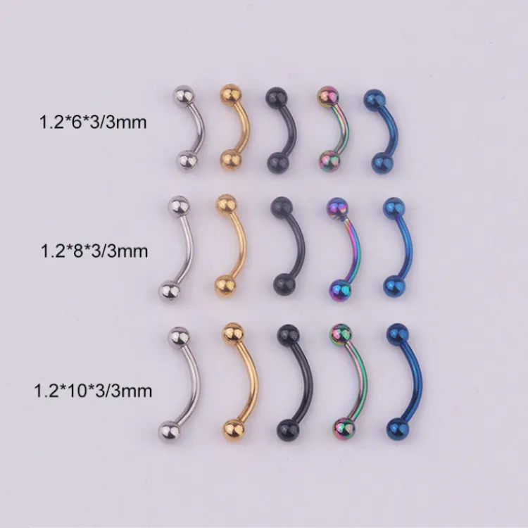 Piercing Jewelry 16g Surgical Steel 6mm 8mm 10mm Curved Barbell Eyebrow  Rings | Fruugo AU