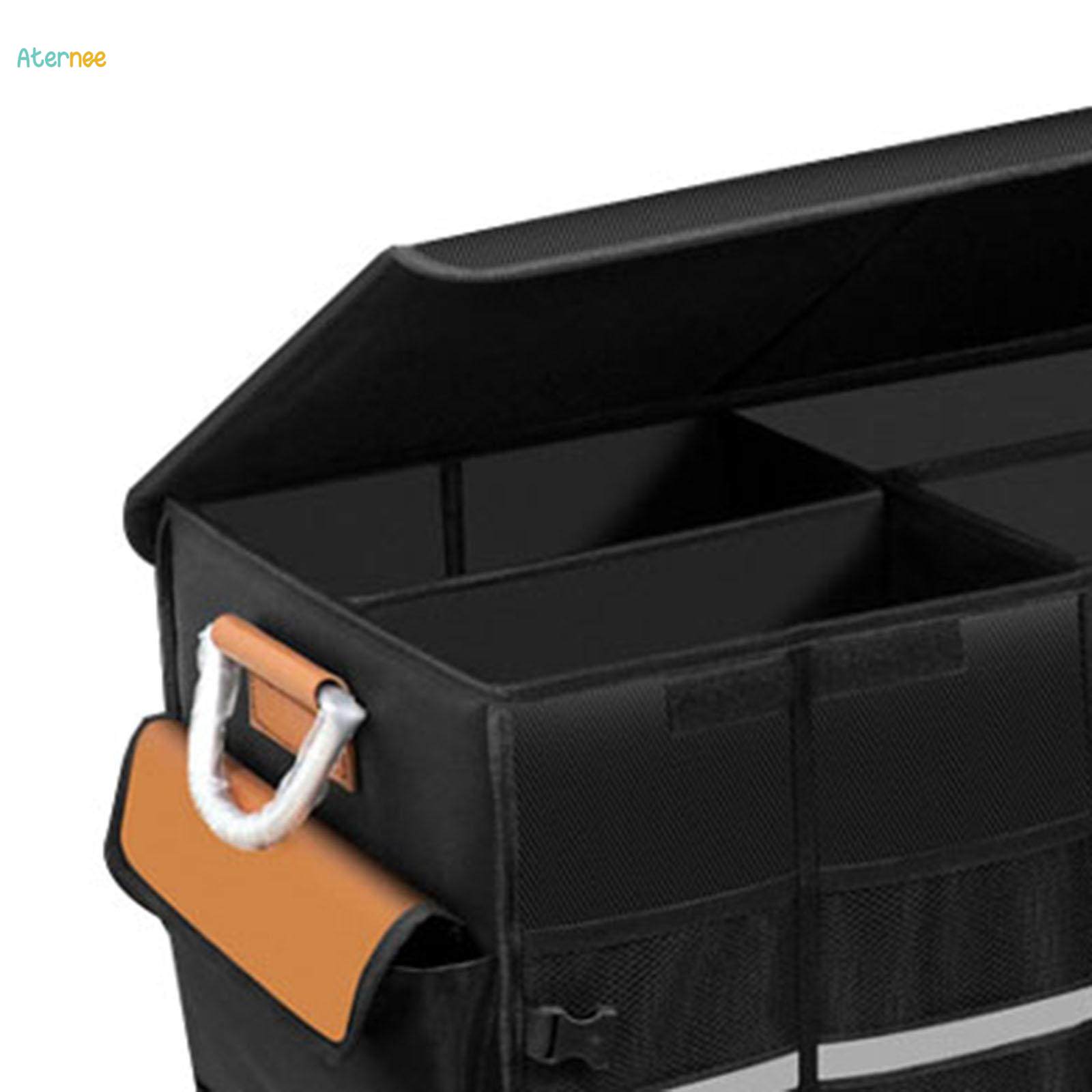 100L Car Trunk Organizer Foldable Cargo Storage Box Bag Mesh Pockets Case with Handles and Lid for. 