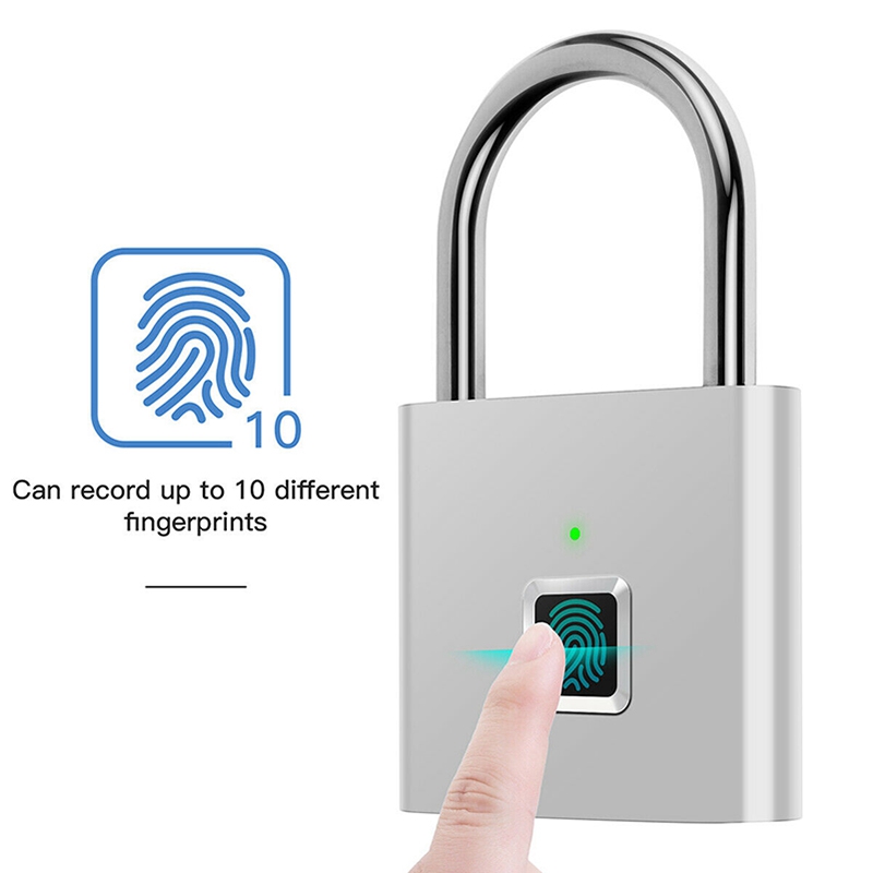 Fingerprint Padlock,Portable Anti-Theft USB Charging Fingerprint Lock for Lockers, Suitcases, Backpacks Etc Can Support. 