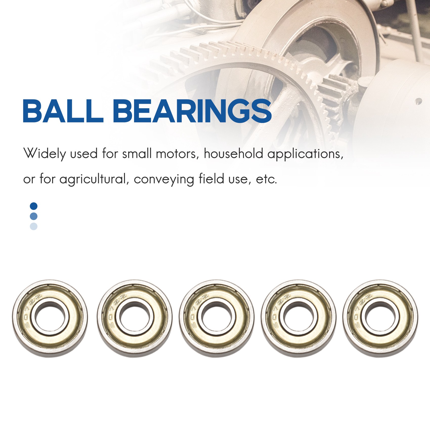 607Z 7 x 19 x 6mm Double Shielded Deep Groove Ball Bearings 5 Pcs