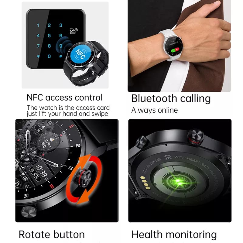 LIGE BW0382 ECG+BP+NFC MADE IN JAPAN Bluetooth call  Smart watch Men Heart rate Blood pressure Full touch sports Fitness Watches Bluetooth Call for Android iOS smart watch with Steel and Silicon belt. 