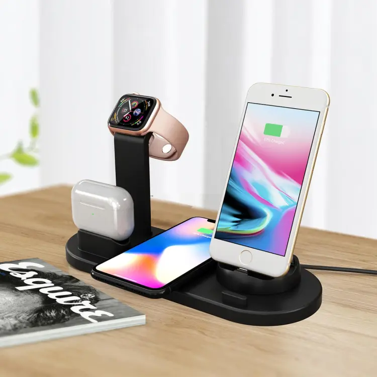 Qi 10w fast charge 3 in 1 wireless charger for iphone 11 discount pro charger dock for apple watch 5 4 airpods pro wireless charge stand