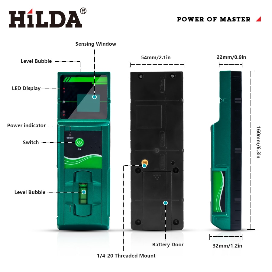 HILDA Laser Level Dedicated Receiver Outdoor Receiver Pulse Laser Receiver Laser Level Detector. 