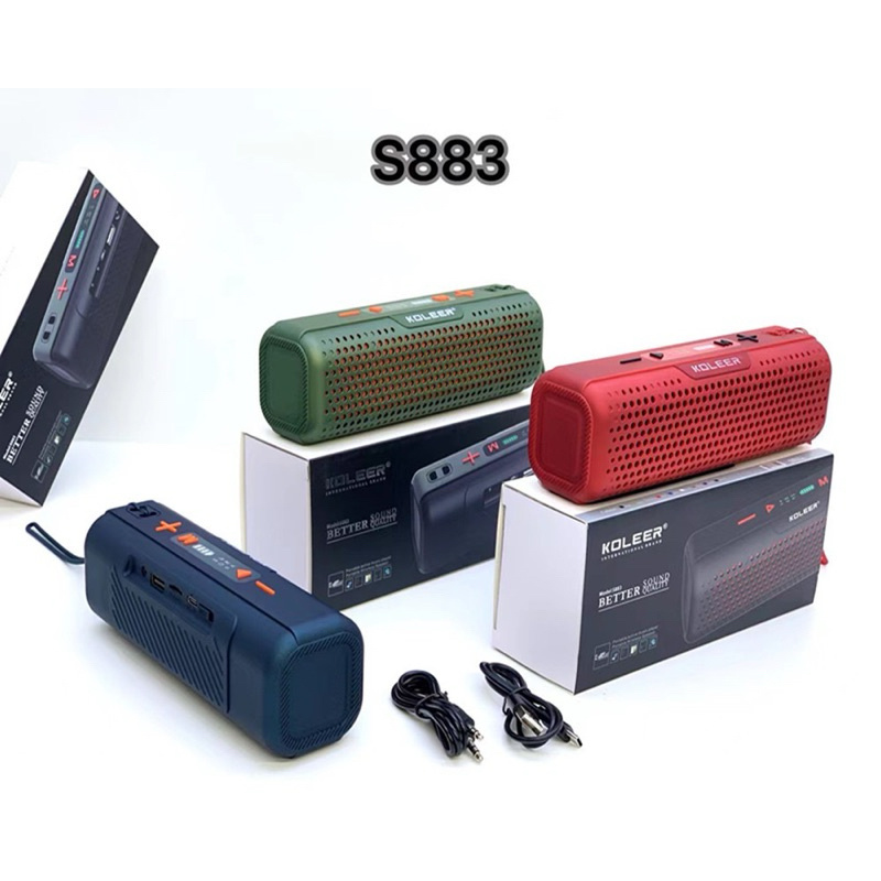 KOLEER S883 Bluetooth, AUX, USB & SD Card Supported Hi-Fi Sound Deep Bass Wireless Speaker With FM Radio. 