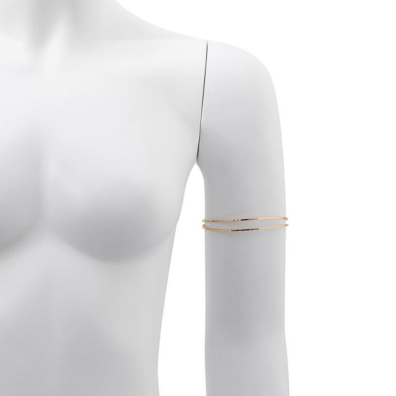 Metal Hollow Double C-shaped Arm Bracelet Bangles Hand Jewelry For Women Geometric Open Upper Arm Cuff Armlet Armband Hand Chain. 