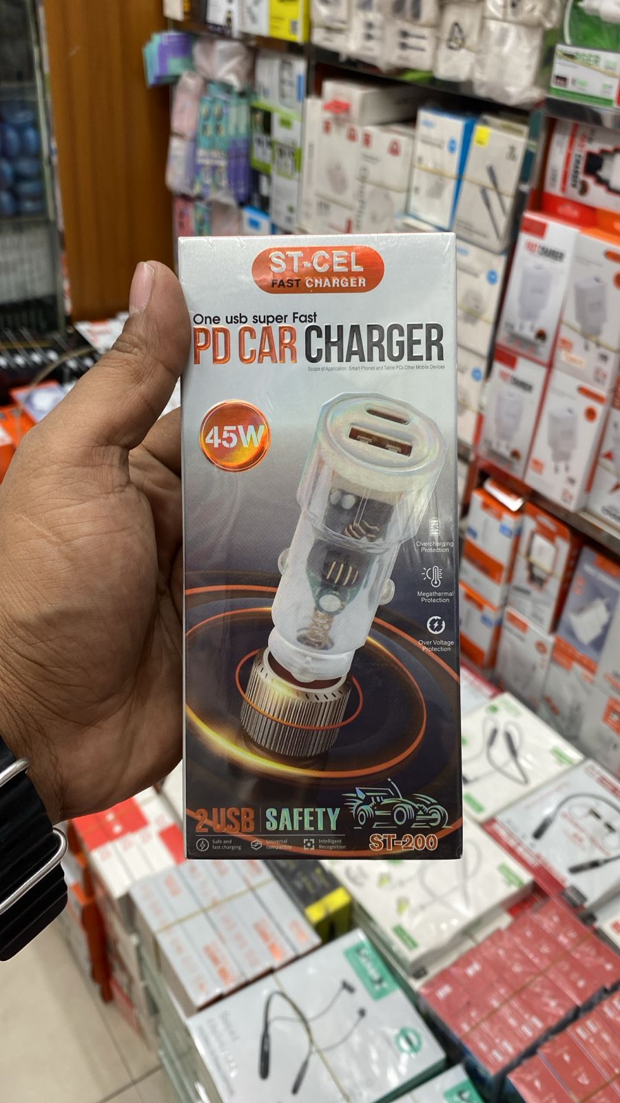ST-CEL 45W Dual Port PD Fast Charging Type-C & USB Car Charger