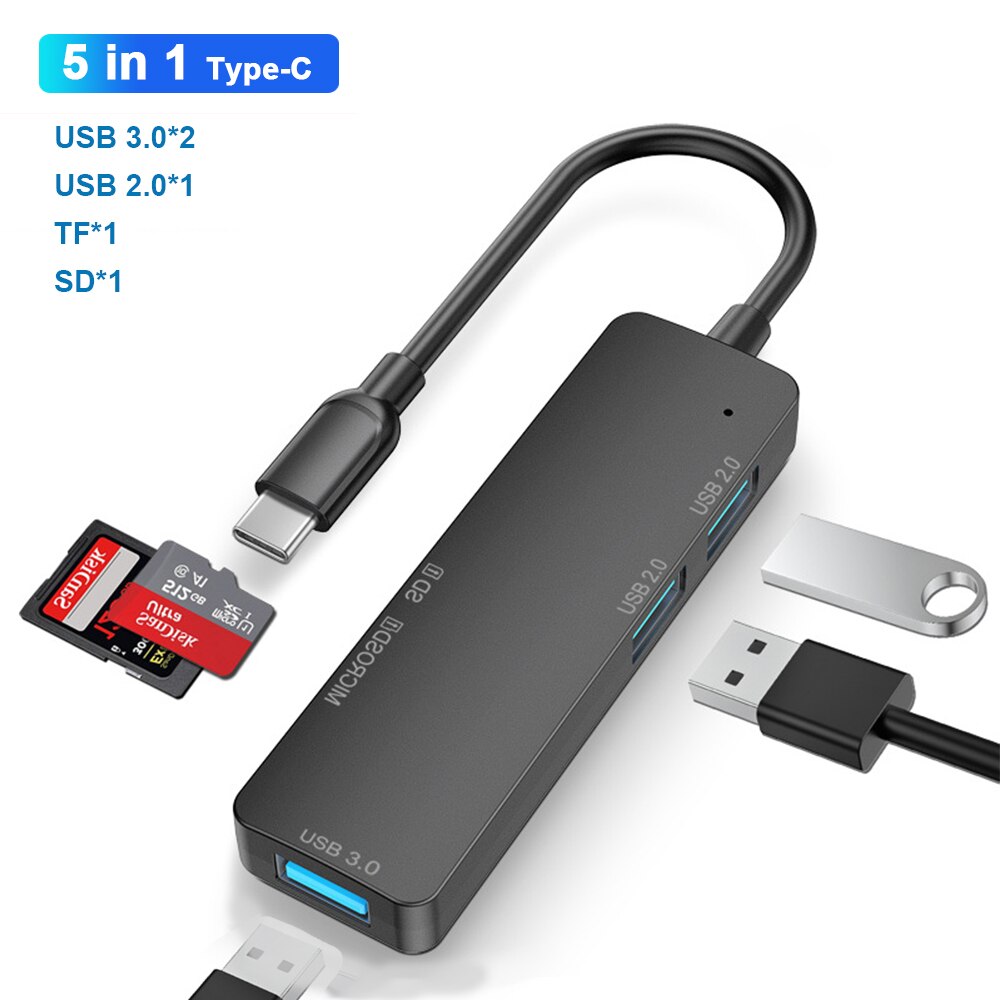 USB C Hub Mac Dongle Adapter Type-C Docking Station USB-C To HDMI SD/TF Card Reader Thunderbolt 3 for MacBook Pro Air 2020-2017. 