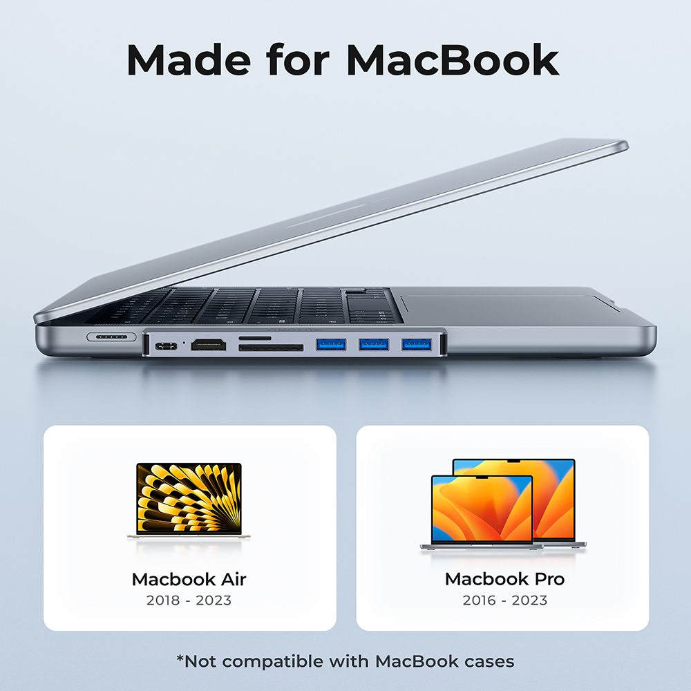 RayCue USB-C Hub for MacBook Pro Air 7-in-2 USB Docking Station Thunderbolt Dock 4K HDMI-compatible Adapter for M1 M2 Laptop. 