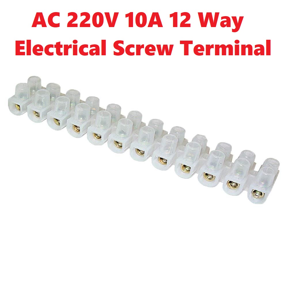 10Amp 12Way Heavy Duty AC 220v 10A 12 Way Electrical Screw Terminal Connector PVC Plastic Barrier Terminal Block Cables Strip. 