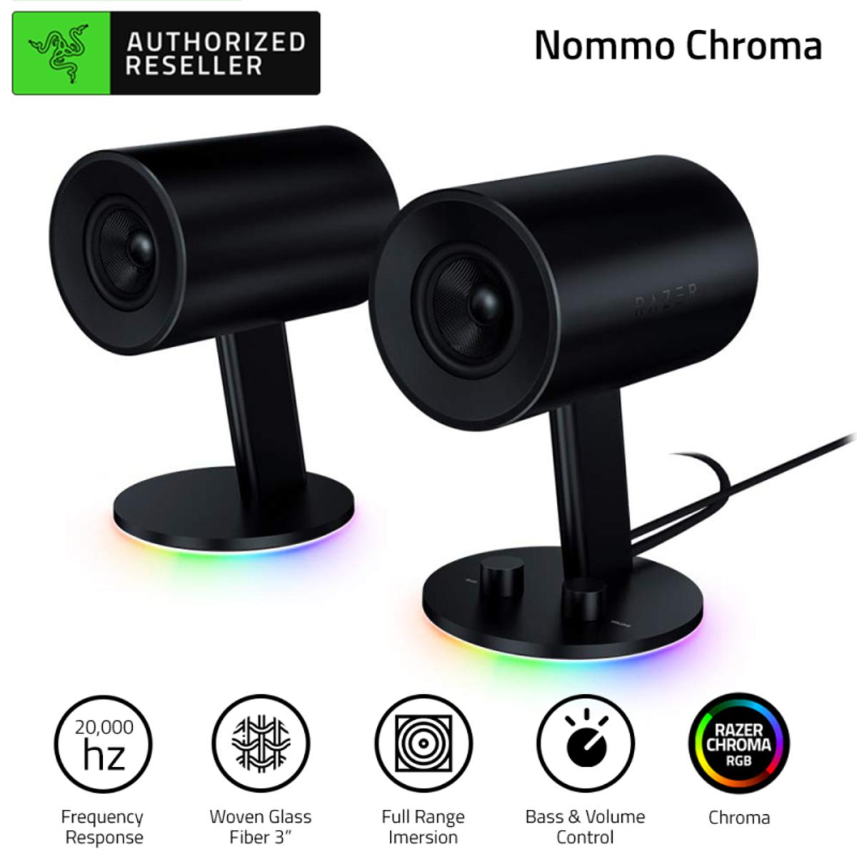 RAZER Nommo Chroma 2.0 PC Speakers with Full Range Sound 3.5MM and USB Audio Connection Chroma RGB Computer Speakers. 