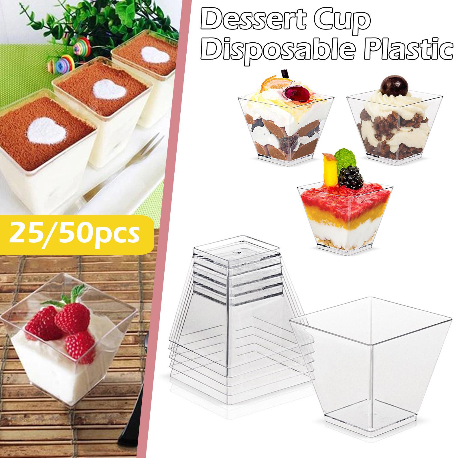 Transparent Dessert Cup Disposable Dessert Cup Yogurt Cups Pudding Cups Plastic Food Container Chocolate Jelly Mousse Fruit Snacks Cups Mini Dessert Cups Party Wedding Tableware. 
