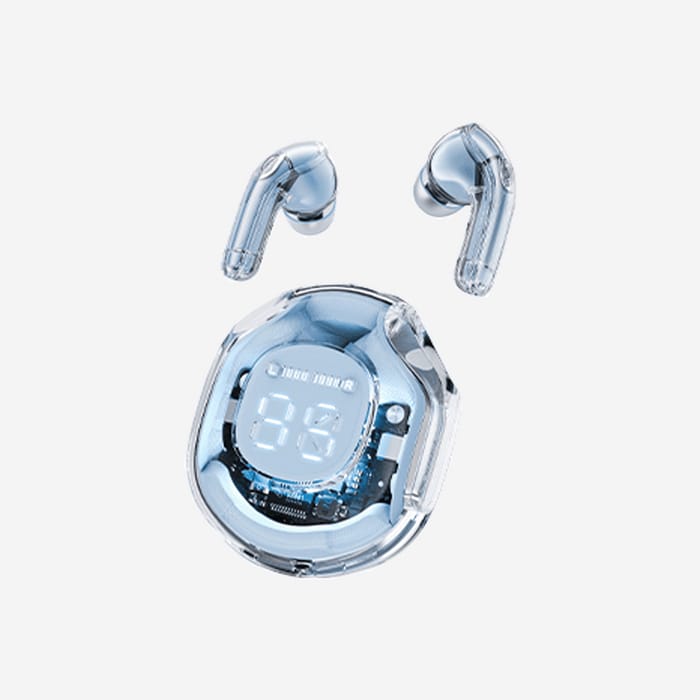 Wireless ultra pro Ear buds Transparent Digital Bluetooth Headphone. 