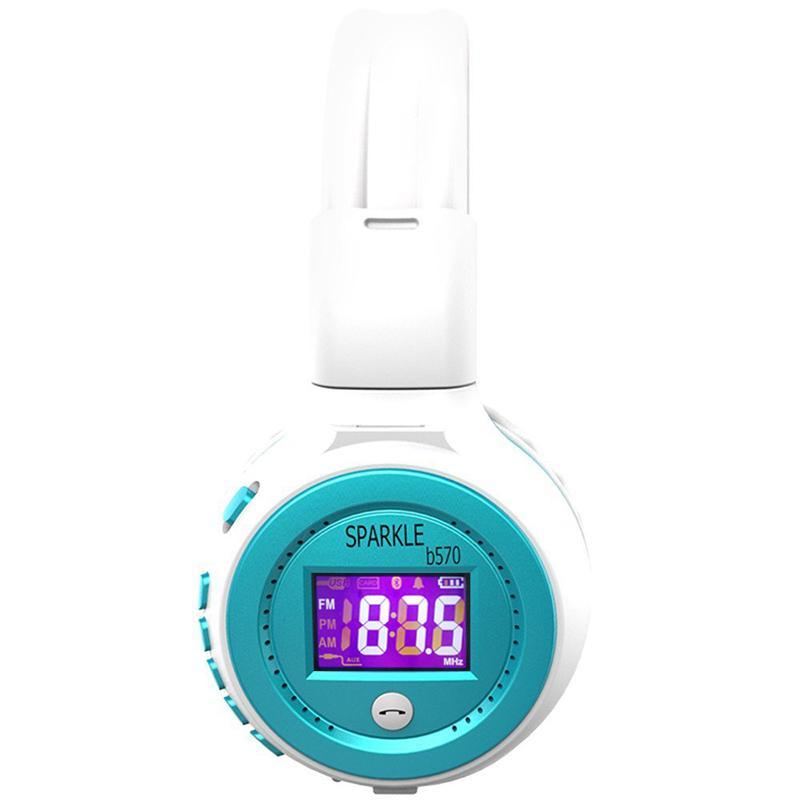 SPARKLE B570 Bluetooth Headphone Hifi Wireless Earphone LCD Screen With Microphone FM Radio TF Card Play. 
