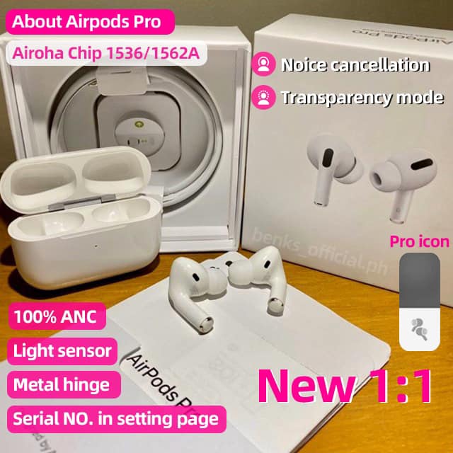 Air.pods Pro ANC 100% l Active Noise CancellationAirpods pro For apple Touch Control sensored White (1:1). 