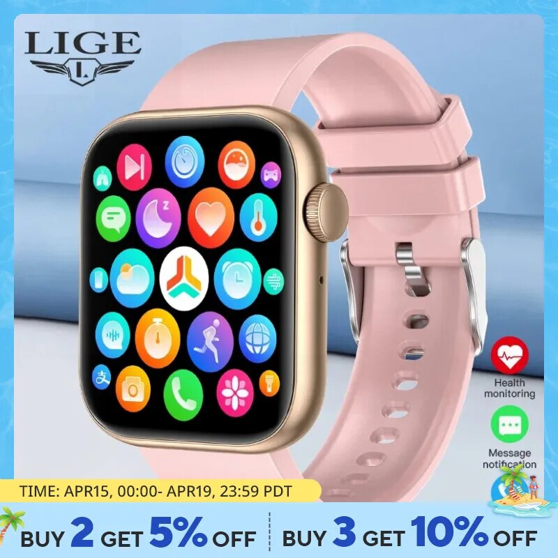 LIGE Smart Watch For Women Full Touch Screen Bluetooth Call