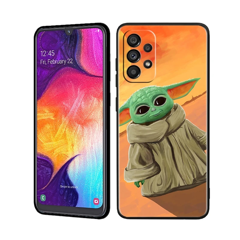 Star Wars Cute Baby Yoda Black Phone Case For Samsung A73 A72 A71 A53 A52 A51 A42 A33 A32 A23 A22 A21S A13 A03 5G Cover. 