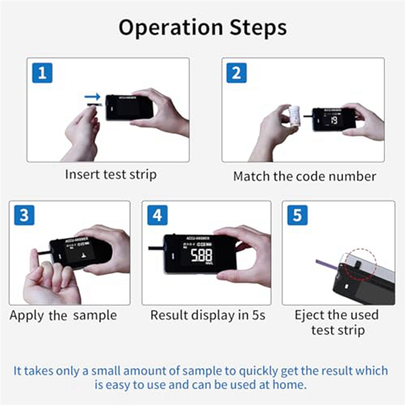 Hemoglobin Tester Kit, Hemoglobin Tester, Cholesterol Test Kit, Uric Acid Test Kit, Contains A Total of 40 Test Strips Easy Install Easy to Use. 