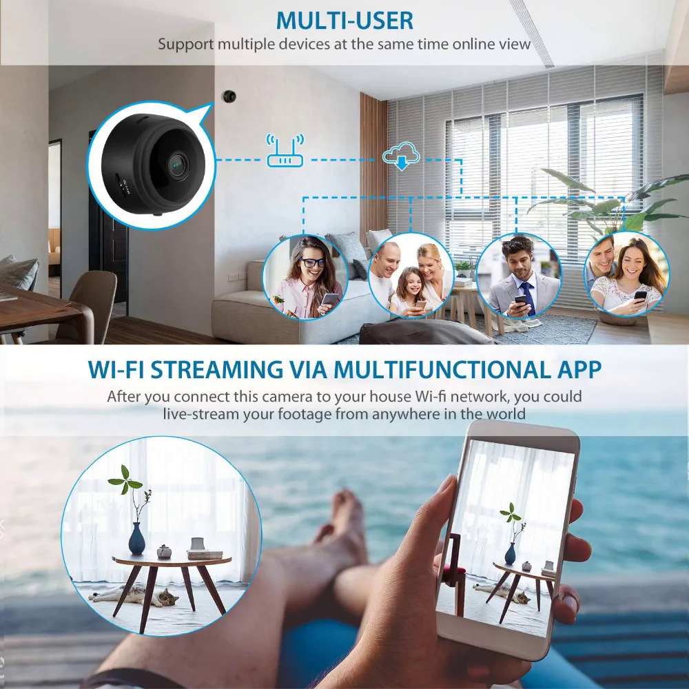 Micro Home Wireless Mini Security Surveillance with Wifi IP Camara Night vision Sensor Infrared CMOS 2MP Telefon Alarm Camera. 