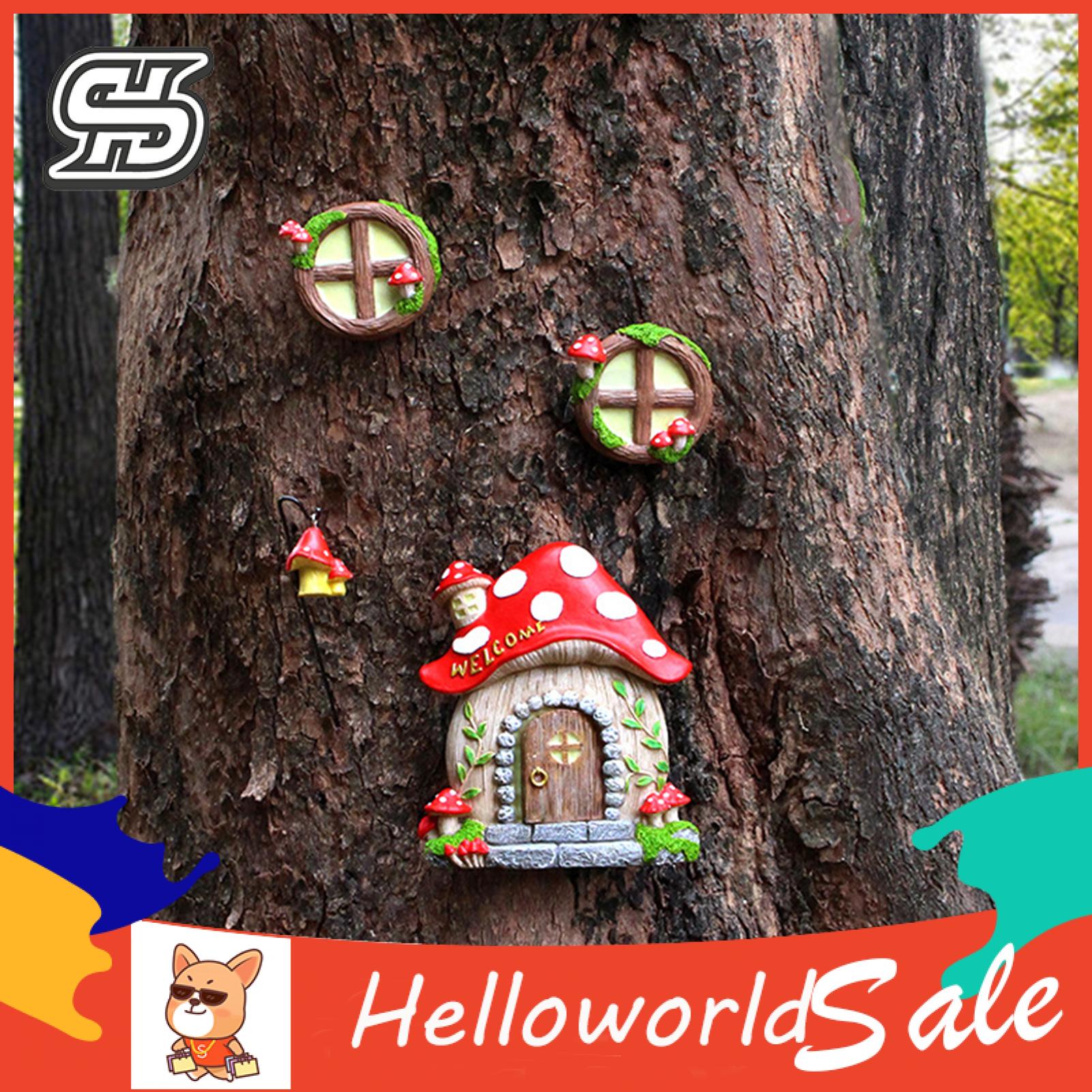 HelloWorld niature Fairy Window Smooth Surfe Luminous Gnome Doorni Fairy Garden Ornament. 