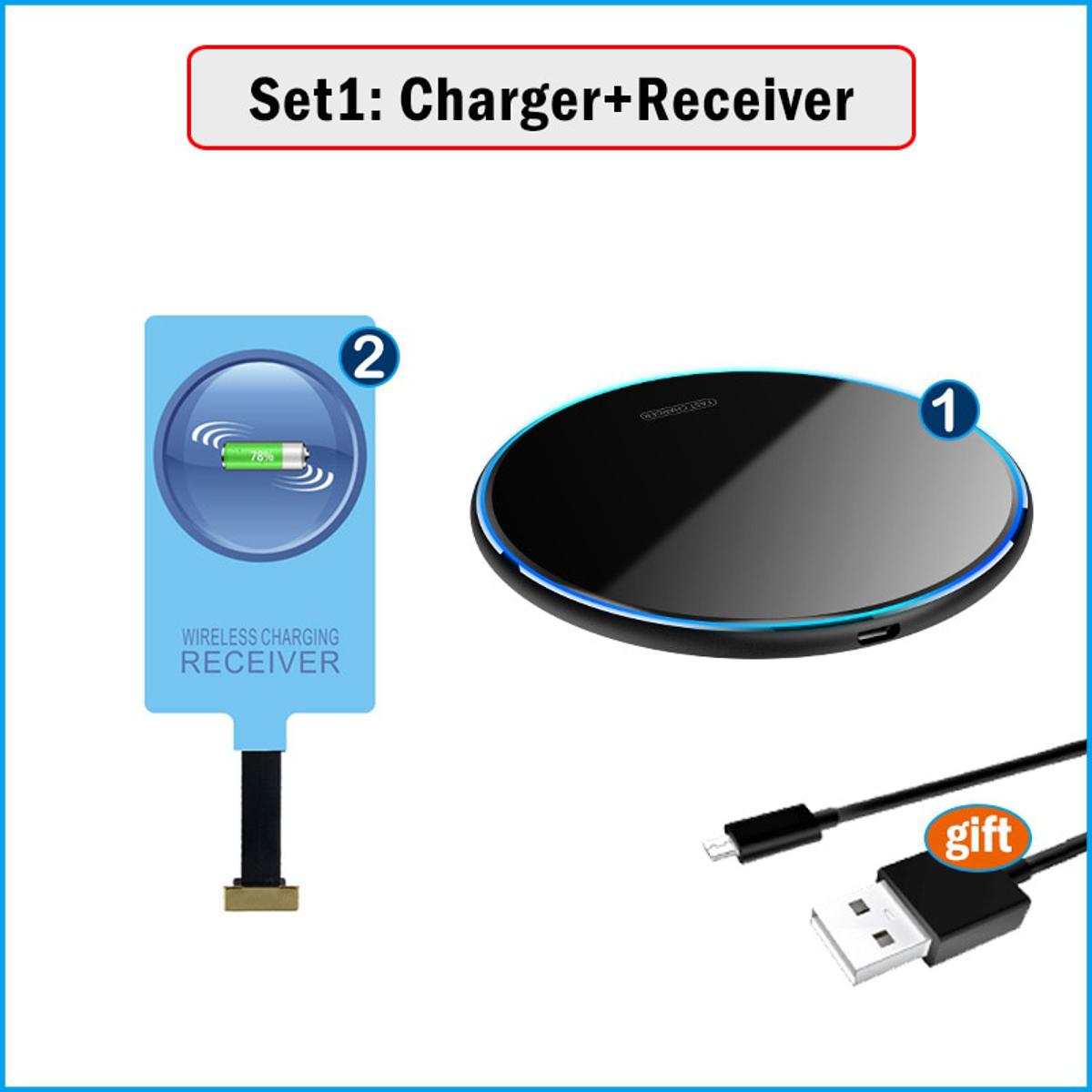 Qi Wireless Charger & Receiver for Samsung Galaxy M01 M02 M10 A01 A02 A10 A6 A7 A6+ 2018 Wireless Charging Micro USB Adapter BQ