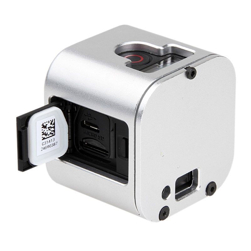Housing Shell CNC Aluminum Alloy Protective Cage with Insurance Back Cover for GoPro HERO5 Session /HERO4 Session /HERO Session. 