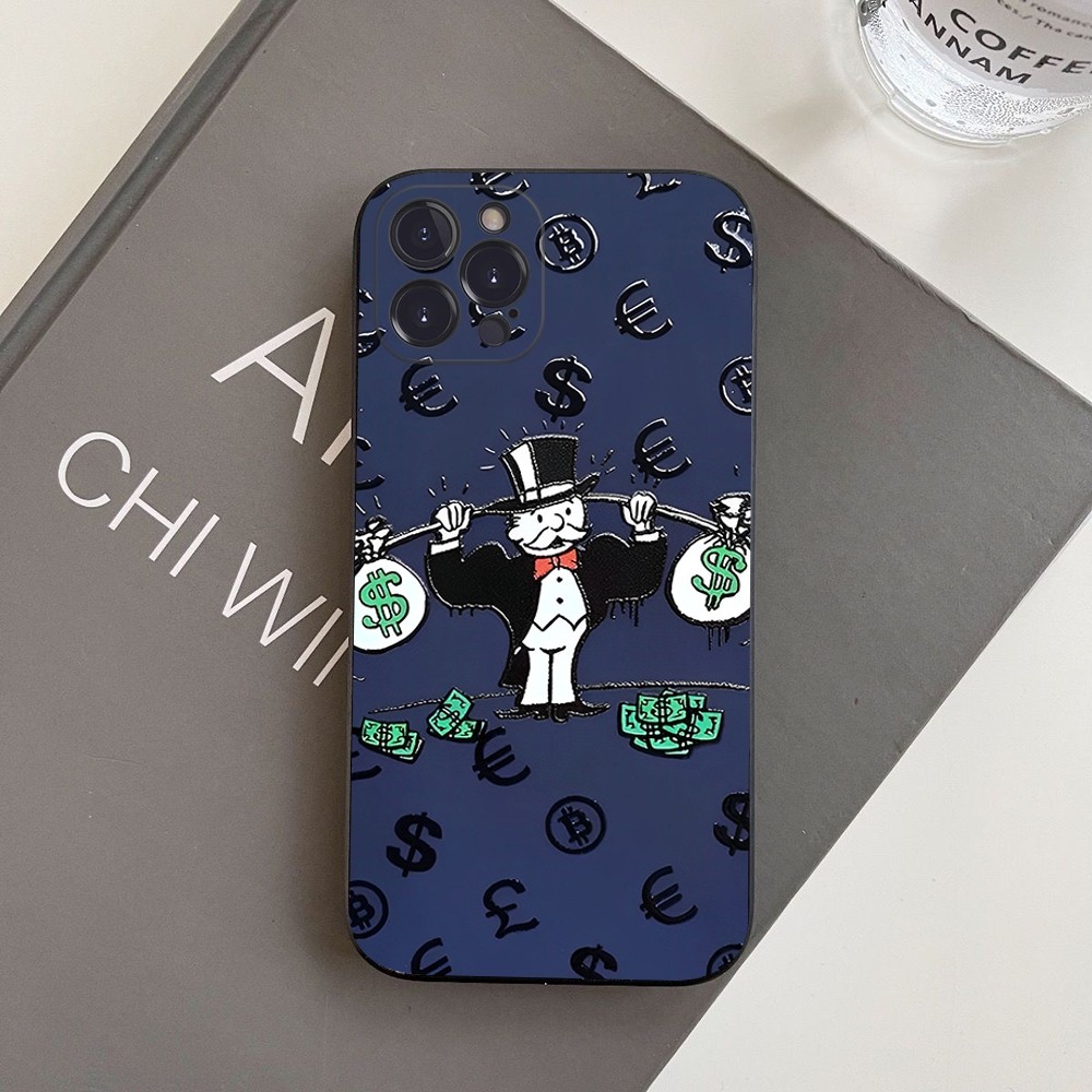 Cartoon Luxury Dollar MonopolyS Phone Case For iPhone 14 13 happy12 Mini 11 Pro XS Max X XR SE 6 7 8 Plus Soft Silicone Cover. 